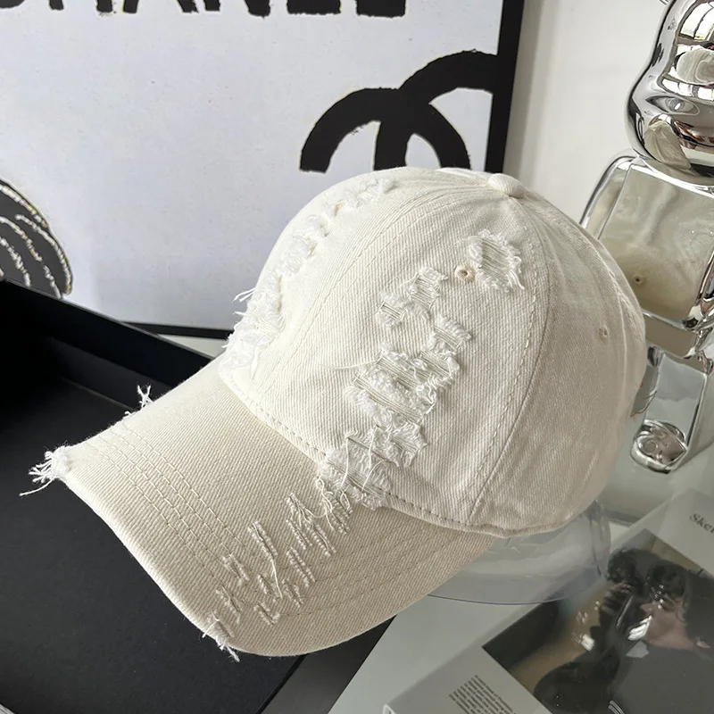 Ripped Gradual Layer Color Characteristic Peaked Cap Women's Retro Easy Matching Face-Looking Small Baseball Cap Men's and Women