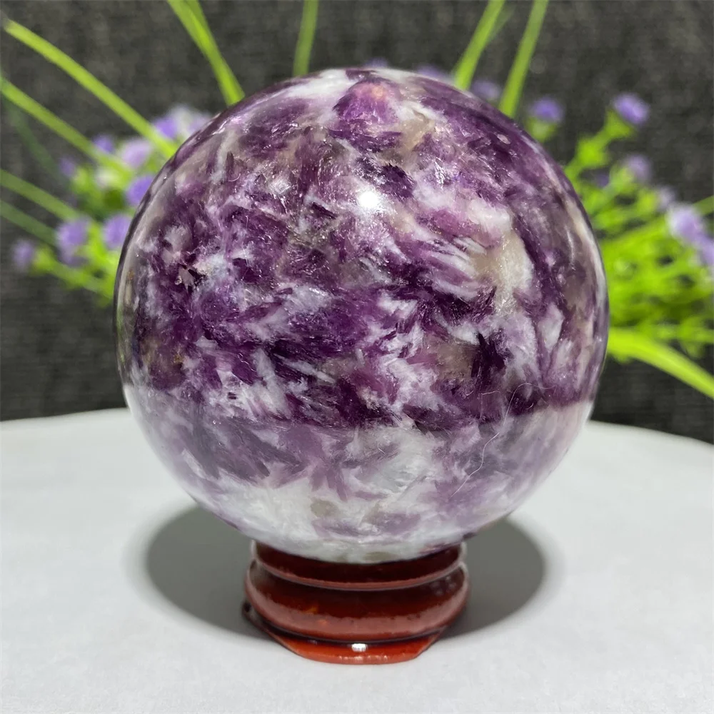 

Purple Mica Stone Sphere Ball Lepidolite Crystal Natural Mineral Polished Globe Energy Healing Meditation Gift Decoration