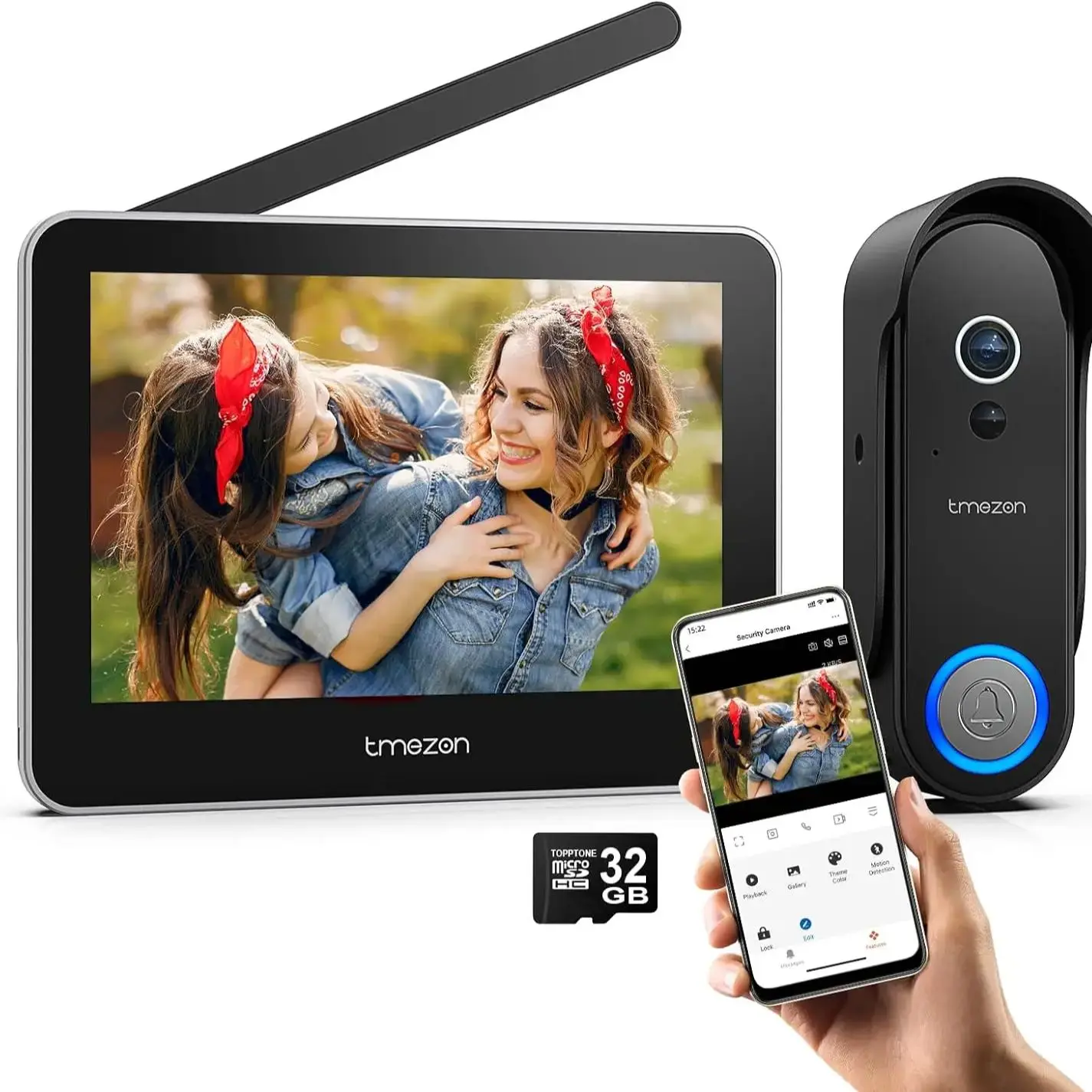 TMEZON Wire-free Real Wireless Video Door Phone 7