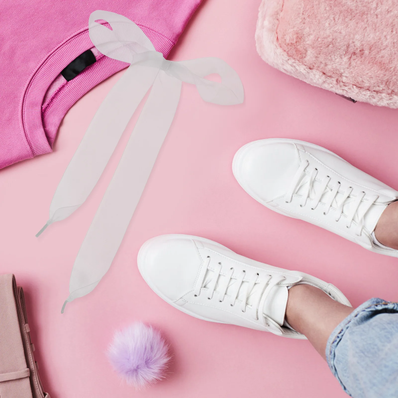 

1Pair Silk Chiffon Ribbon Shoelaces Flat Satin Candy Color Shoe Laces for Women Sneakers High Heels Sandals Wedding Party