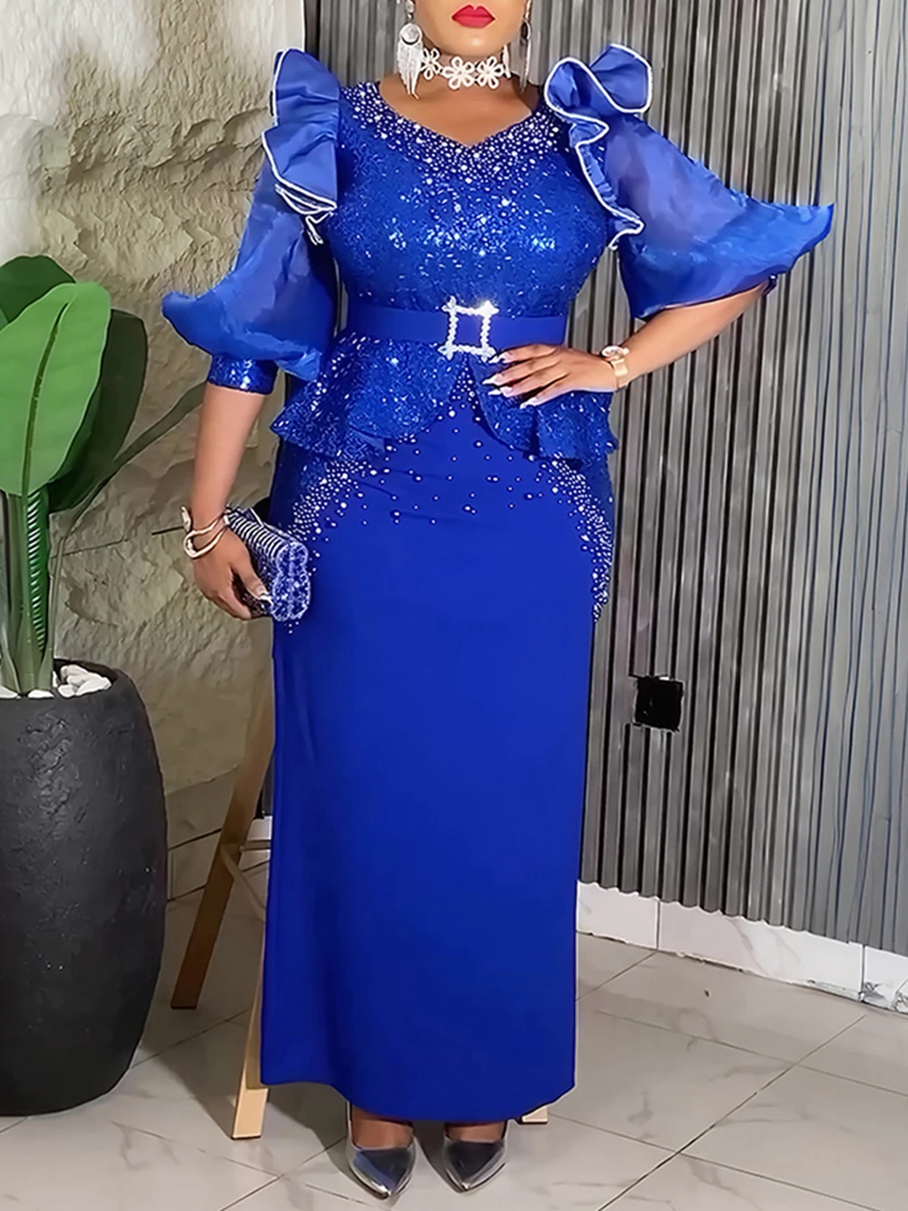 

Роскошные африканские вечерние платья для женщин, Анкара Дашики, наряды с блестками и бусинами, торжественная вечерняя одежда, платье для дня рождения, юбилея