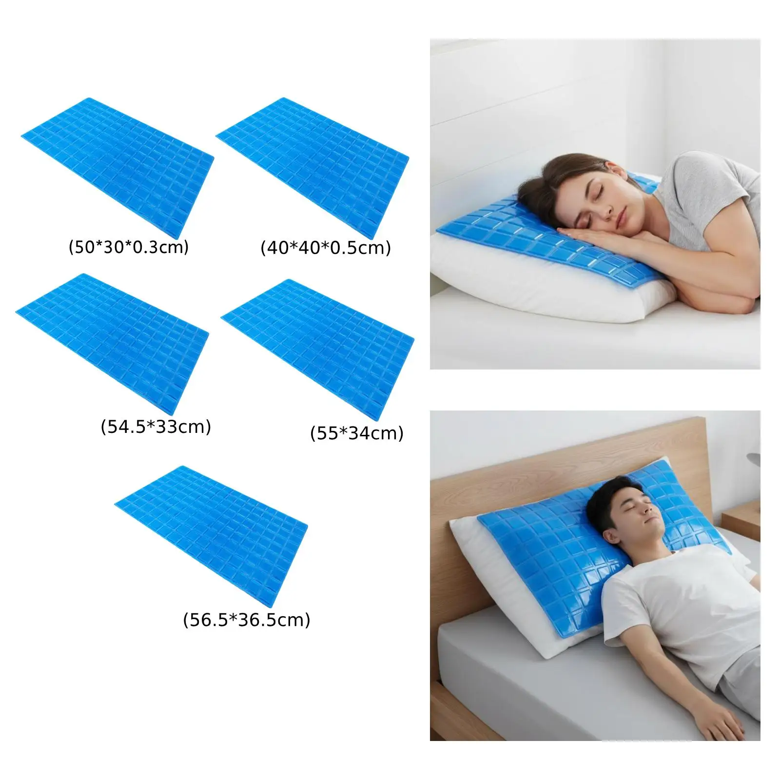 Cooling Gel Pillow Topper Non Slip Foldable Breathable Sleep Mattress Pad for Adults Home Bedroom