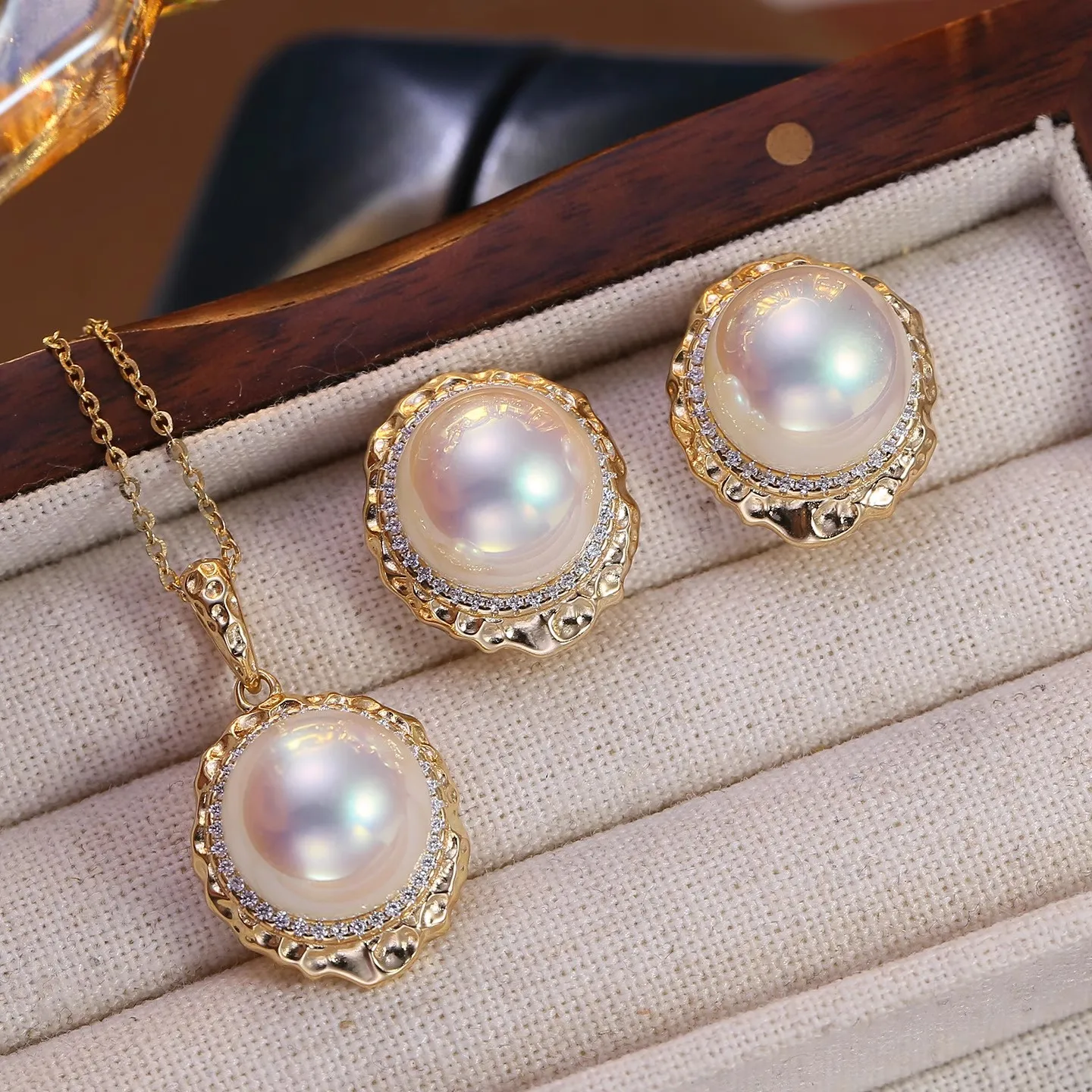 

MeiBaPJ 11mm Natural Semiround Pearls Jewelry Set 925 Silver Pendant Earrings Fine Wedding Jewelry for Women