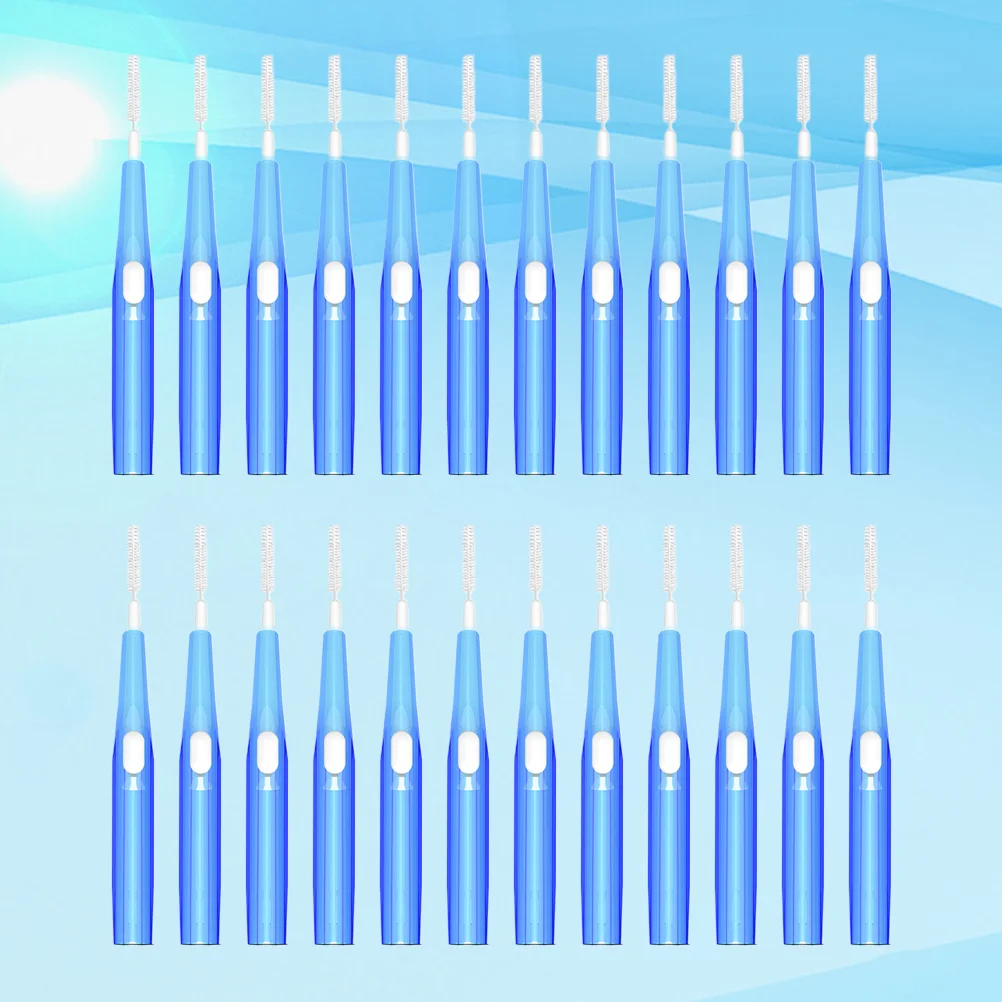 Limpiador de cepillos de dientes, herramienta de cuidado bucal, limpiadores interdentales azules retráctiles, palillo de dientes