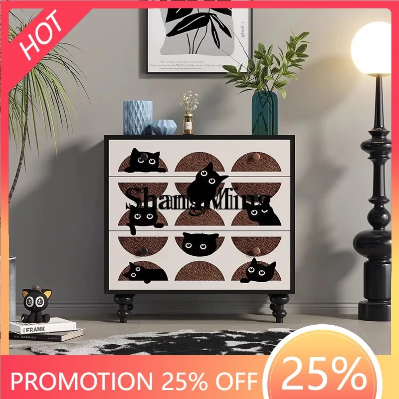 

SM style three-bucket cabinet simple living room entrance entrance cabinet solid wood storage side wall cabinet