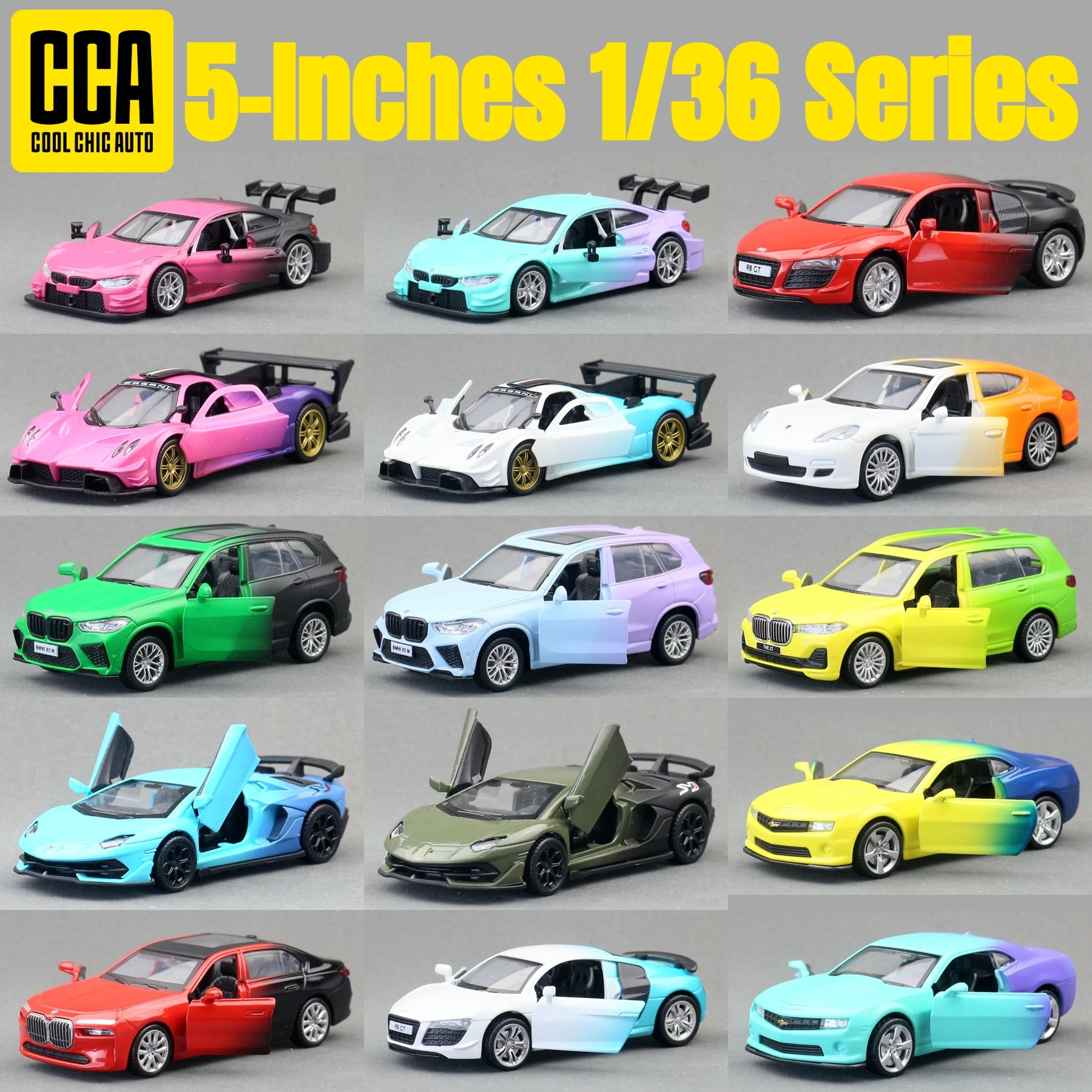 CCA 1/36 BMW X5M X7 I7 M4 DTM Pagani Super Racing Toy Car Model 5 Inches Diecast Vehicle Miniature Pull Back Collection Gift Kid