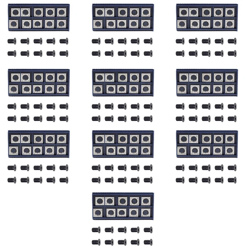 100Pcs 14Mm Square Straight Carbide Cutter Insert With 100Pcs M610mm Screws For Wood Working Spiral