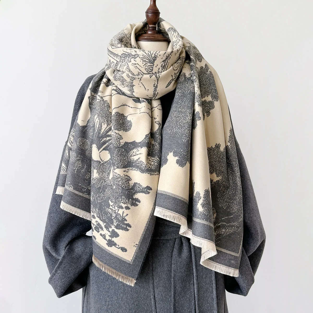 Poncho Scarf Women Winter Cashmere Blanket Thick Warm Femme Bufanda Luxury Brand Print Pashmina Stoles Poncho