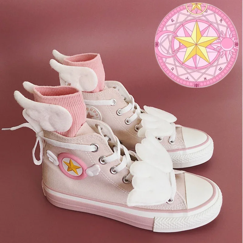 

Anime Magic Cardcaptor Sakura Cosplay Princess Pink Shoes Kawaii Girl Magic Halloween Party Foot Boots Prop