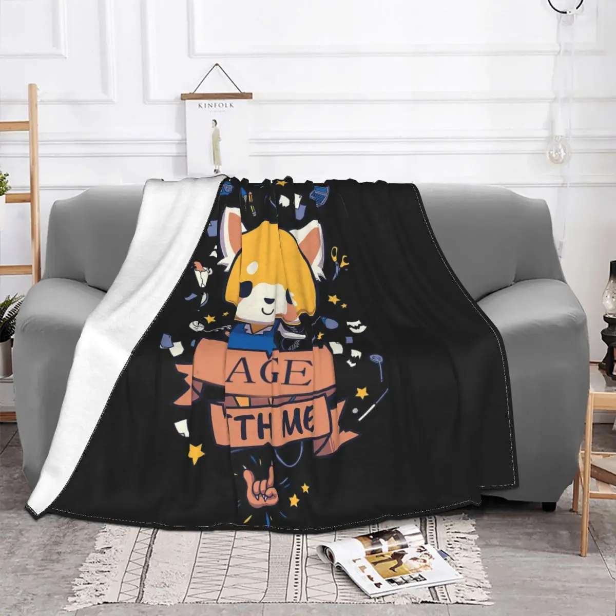 Kawaii Aggressive Retsuko Fleece Throw Blankets Aggretsuko Karaoke Blankets for Bedding Office Super Warm Quilt