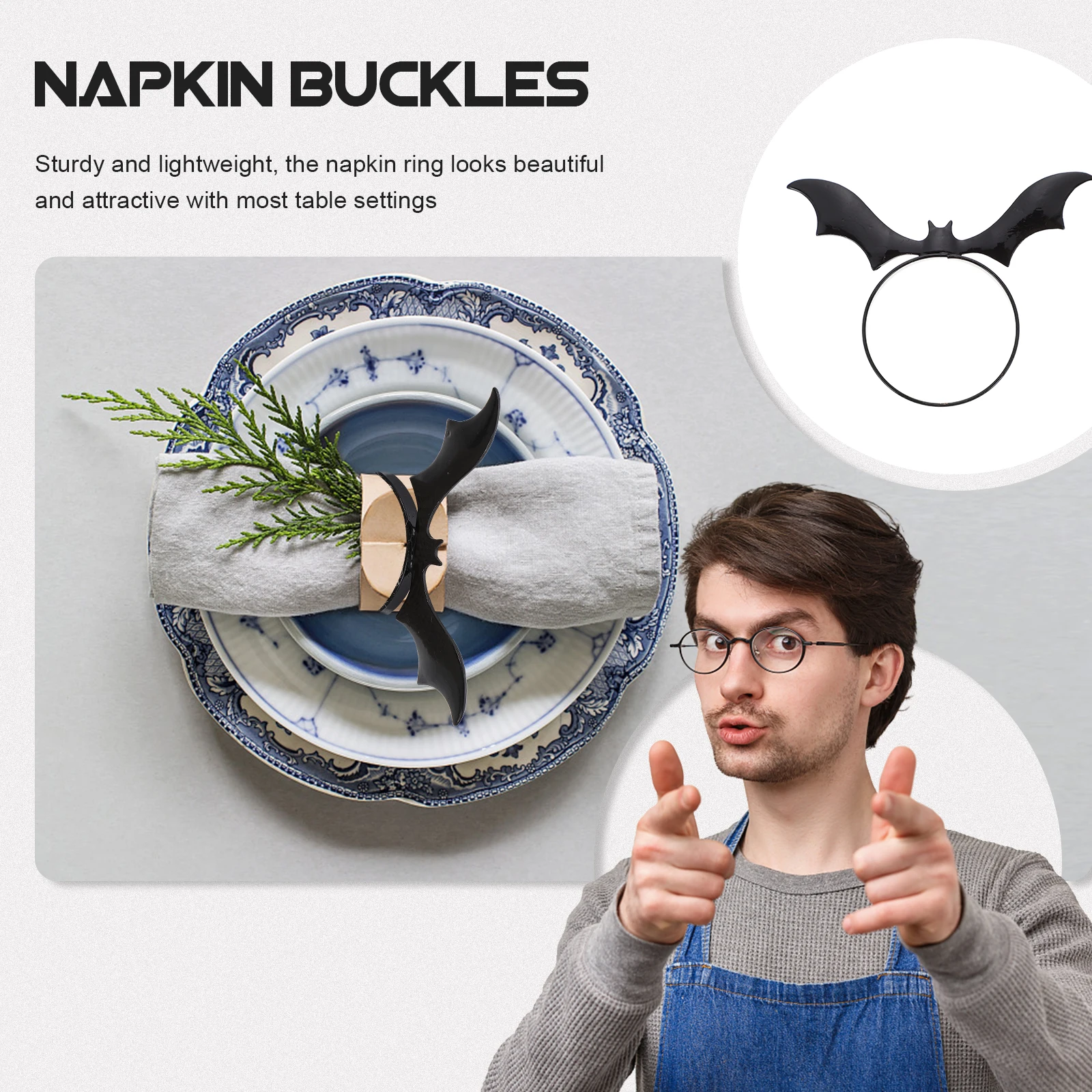 

12 Pcs Bat Napkin Ring Holders for Table Buckle Dinner Decors Decoration Decorate Iron Banquet Rings