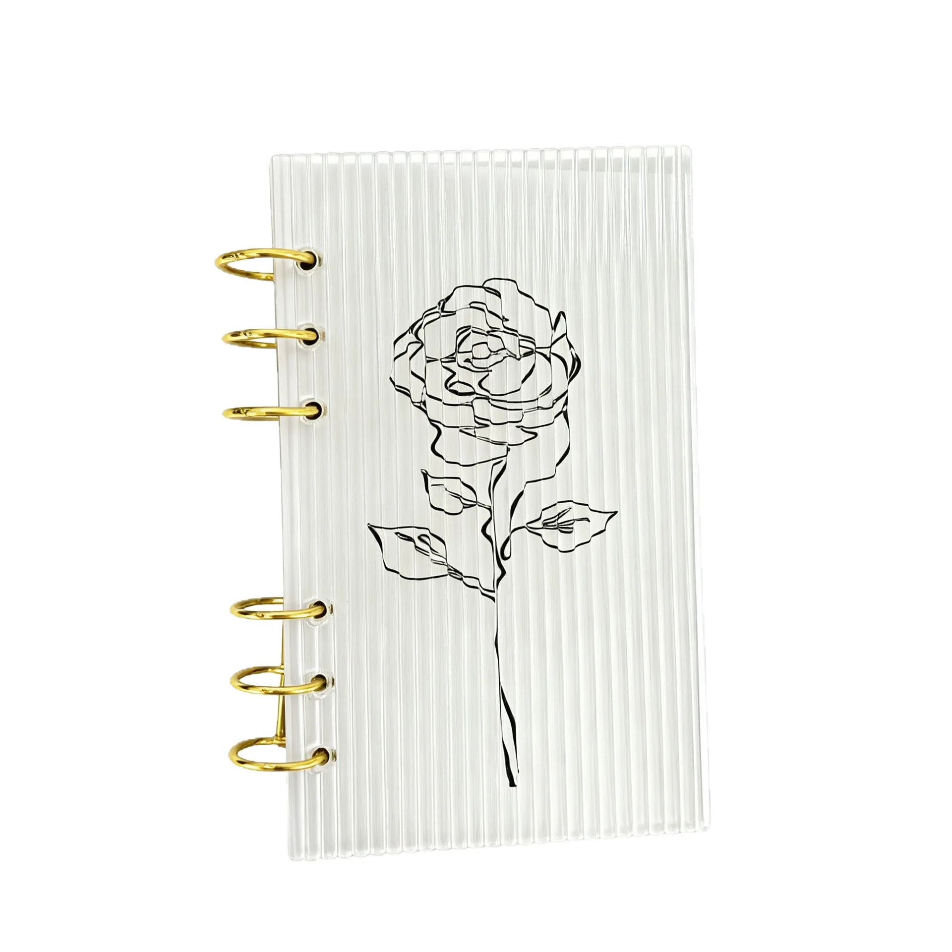 A6 Rose Curved Stripes  Acrylic Loose Leaf Binder Cover DIY Account Book Journal Planner Office Stationery Supplies