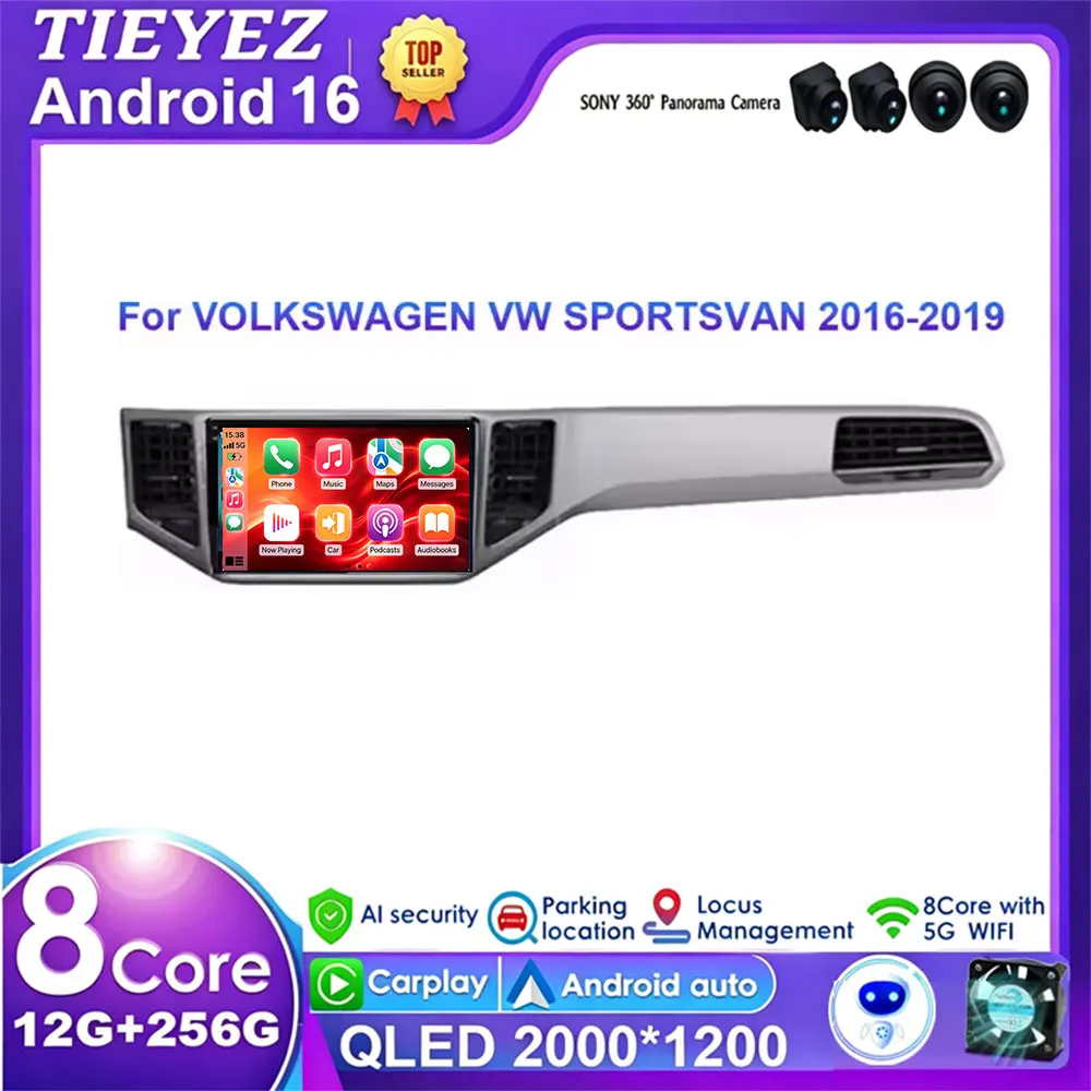 Car Radio Android 16 For VOLKSWAGEN VW SPORTSVAN 2016-2019 Navigation GPS Android Auto Multimedia Player Stereo 4G Wifi DVD