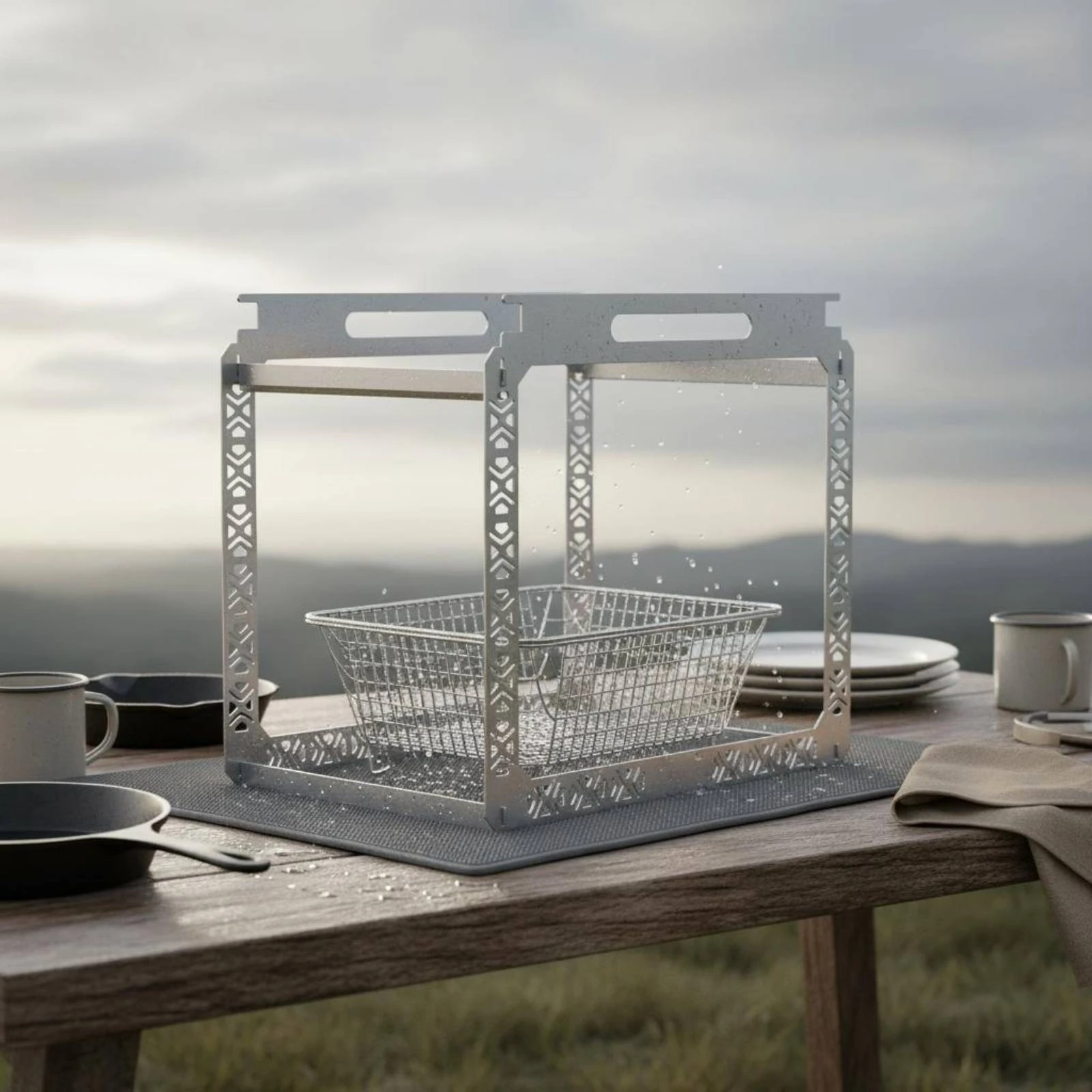 

IGT Hanging Rack Rust Resistant Camp Table Shelf Rack IGT Side Hook Sturdy Camping Table Organizer Easy to Assemble for Campers