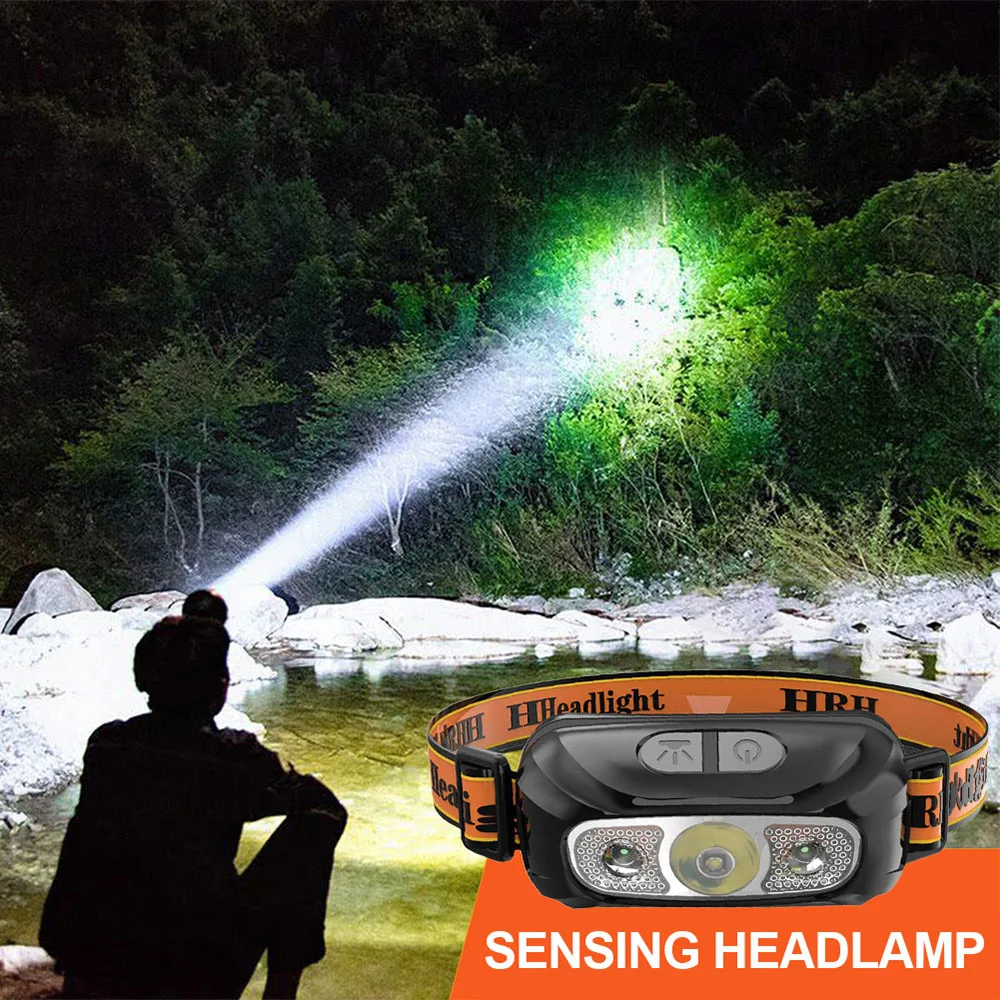 

Sensor Mini Rechargeable Headlamp Night Fishing Waterproof Headlight Outdoor Hiking Pocket USB LED Headlamp Expedition Camping