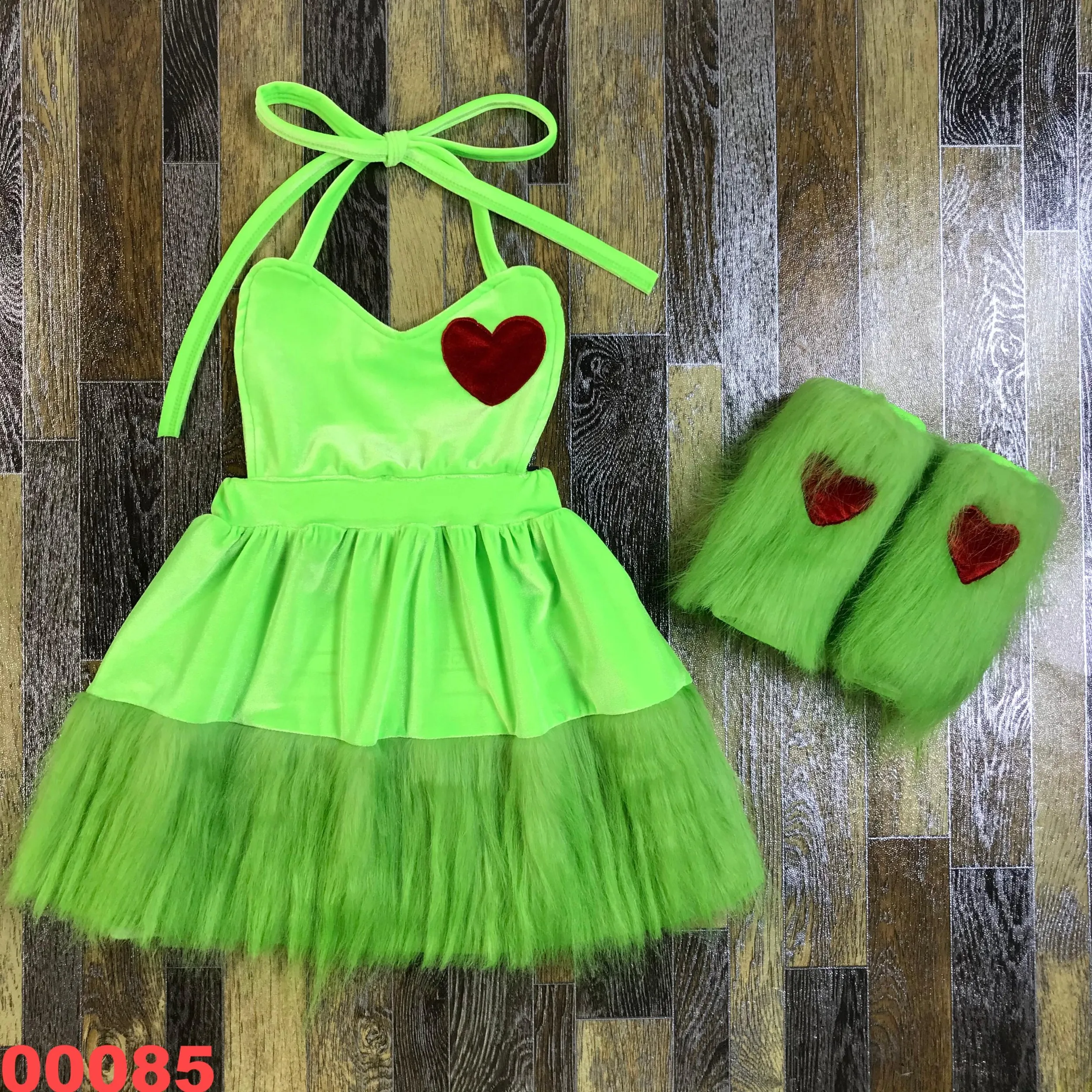 

Fashion Love Green Valentine's day Winter Girls Baby Sets Tops and Pants Flare Pants Mermaid Pants Thick Childrens Clothes