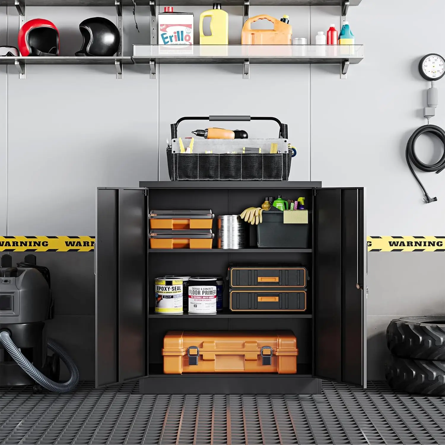 

Металлический шкаф для хранения в гараже с дверцами и регулируемыми полками - стальной запираемый шкаф для документов, на заказ