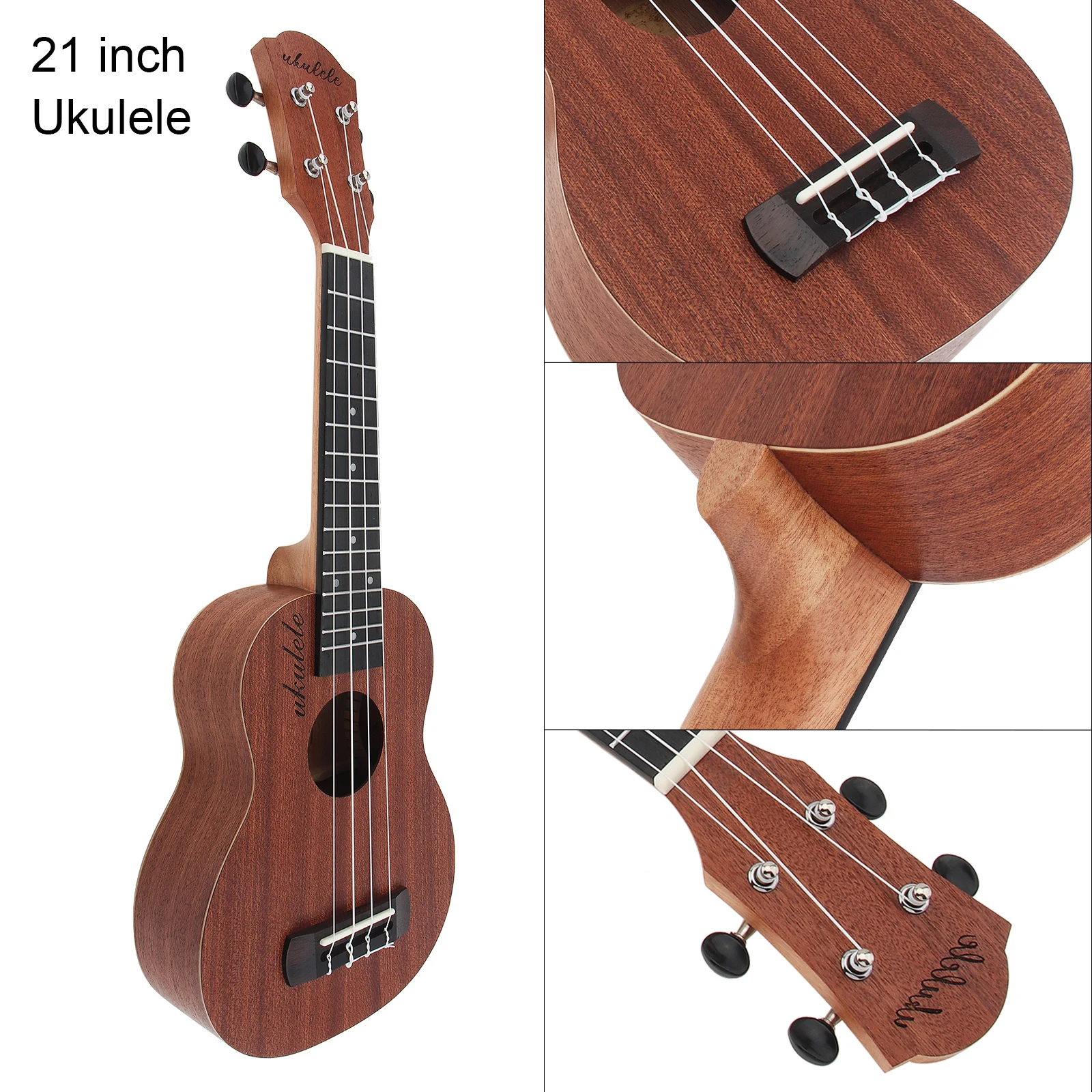 21 Inch Soprano Ukulele / Ukulele Bag Sapele Wood 15 Fret Four Strings Hawaii Guitar String Musical Instrument