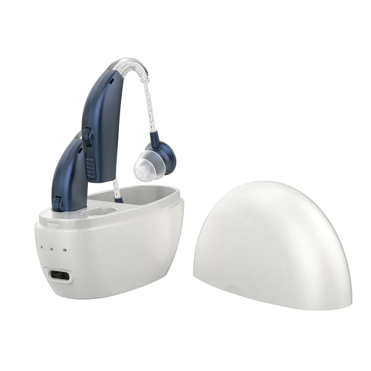 

Elderly Loudspeaker Headphones Hearing Device with Magnetic Charging Portable Wireless Sound Amplifier,Blue & White