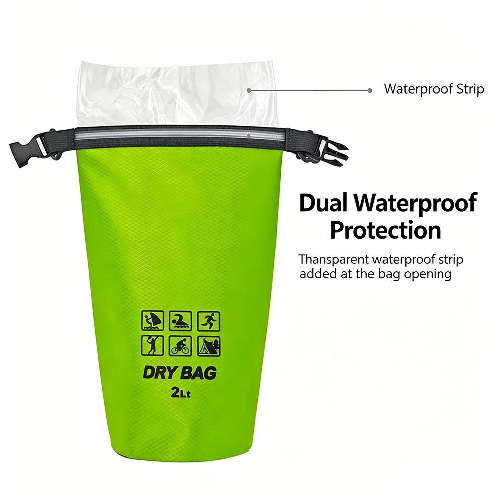 2L/5L Waterproof Dry Bags Swimming Pack Touch Screen Outdoor Waterproof Kayak Storage Bag for Trekking Drifting Rafting Boating