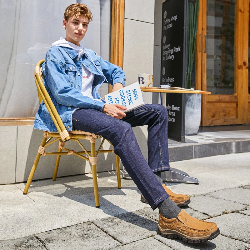 Gouden Kameel Heren Lederen Schoenen Loafers Jurk Hoge Kwaliteit Lichtgewicht Casual Designer Wandelschoenen Voor Heren Zomer 2023 Nieuw