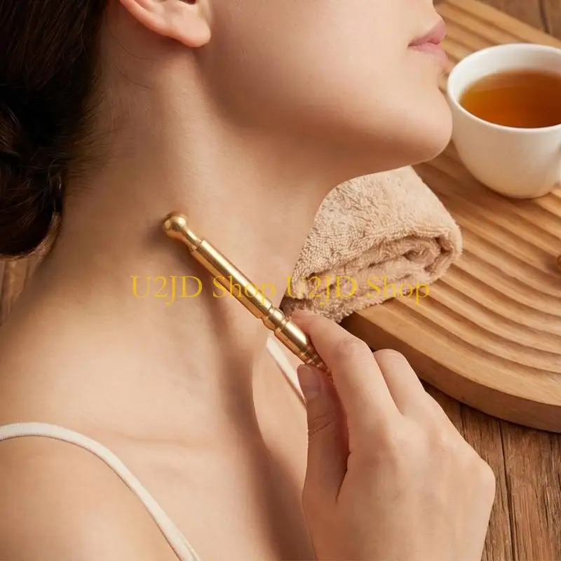 U2JD Smooth Brass Beauty Roller For Muscle Tension And Stress Release Massage Wand