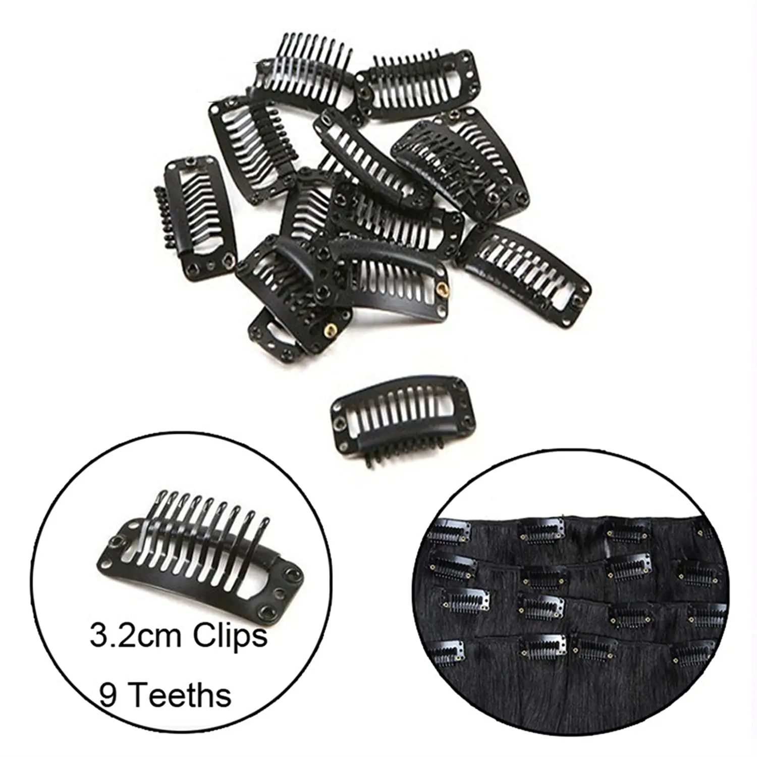 Wig Pins 20Pcs Hair Extension Clips Wig Snap Clips-Comb Wig Clips with Rubber for Hair Extension Wigs Weft Hairpiece DIY Clips