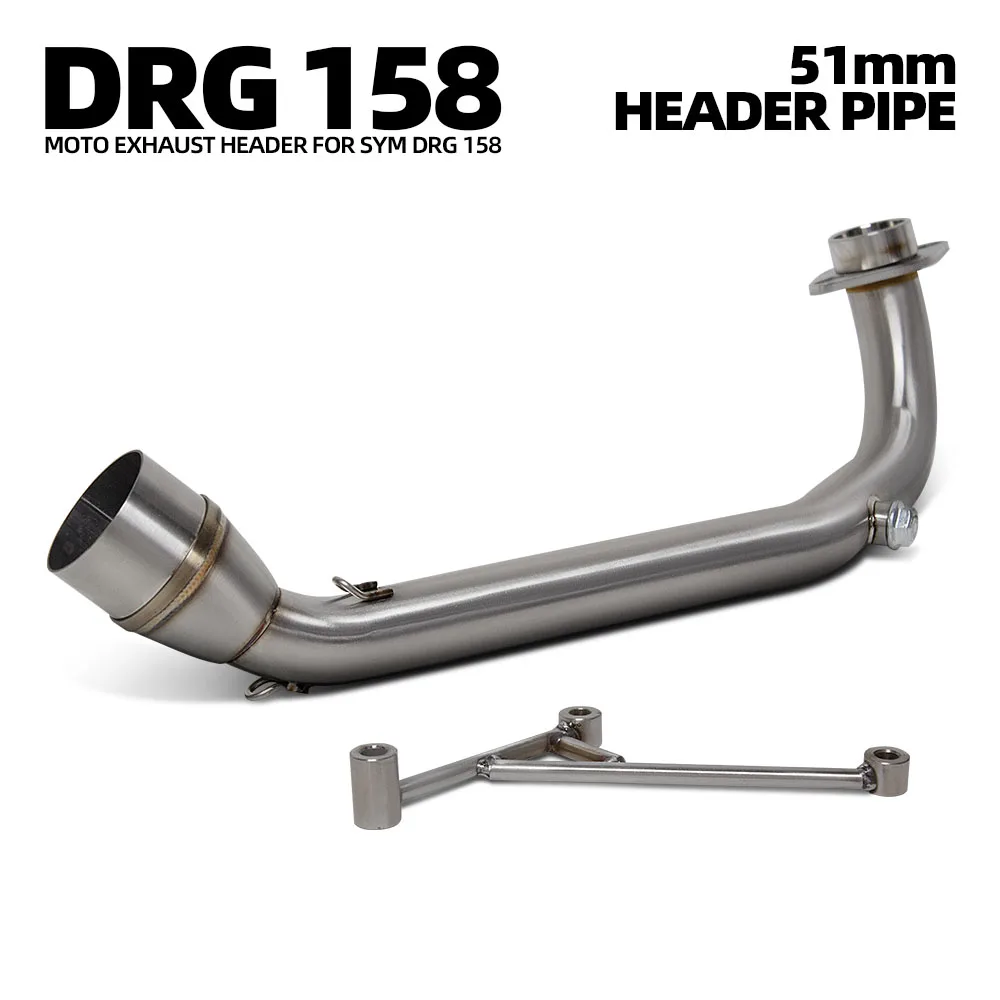 

For SYM DRG BT DRG158 Motorcycle Exhaust Header Pipe Stainless Scooter 51mm Interface Manifold