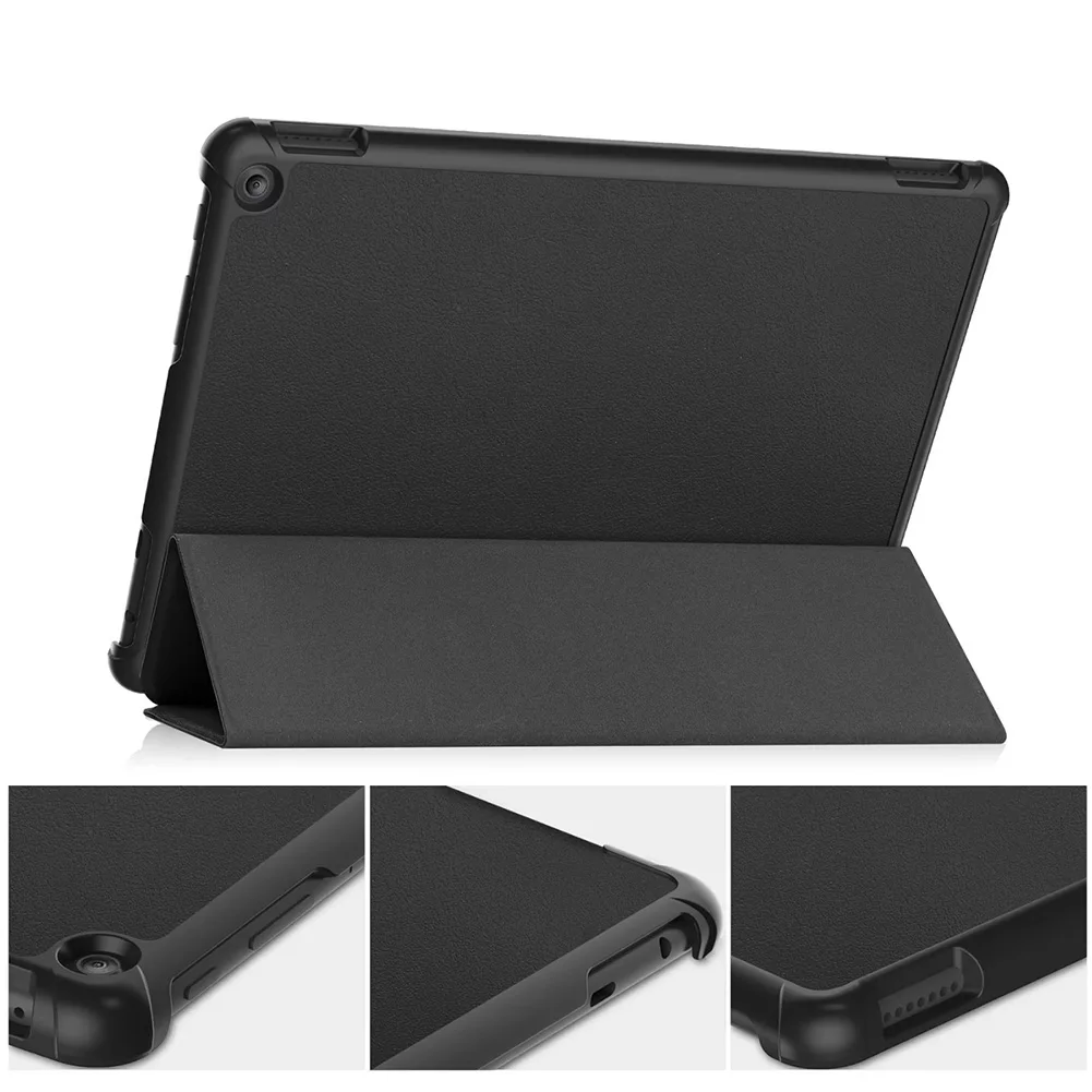 

PU Leather Trifold Stand Cover Auto Wake/Sleep Slim Folding Stand Cover Folio Cover for All-New Kindle Fire HD 10 Tablet