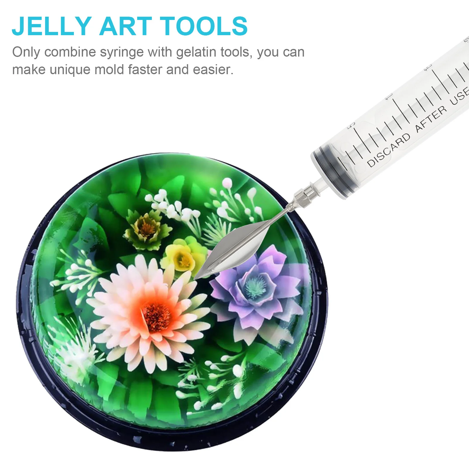 1Set Veilig en Stevig Cake Gelatine Gereedschap met Spuit voor Lekker Gelatine Art Design Jelly Art Tools Pudding Nozzle