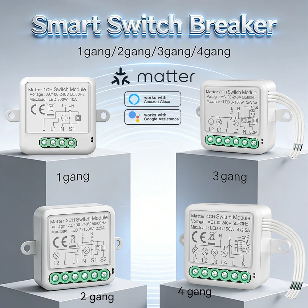 Módulo de interruptor inteligente, disyuntor WiFi, Automatización del hogar inteligente, compatible con Homekit, Alexa, Google