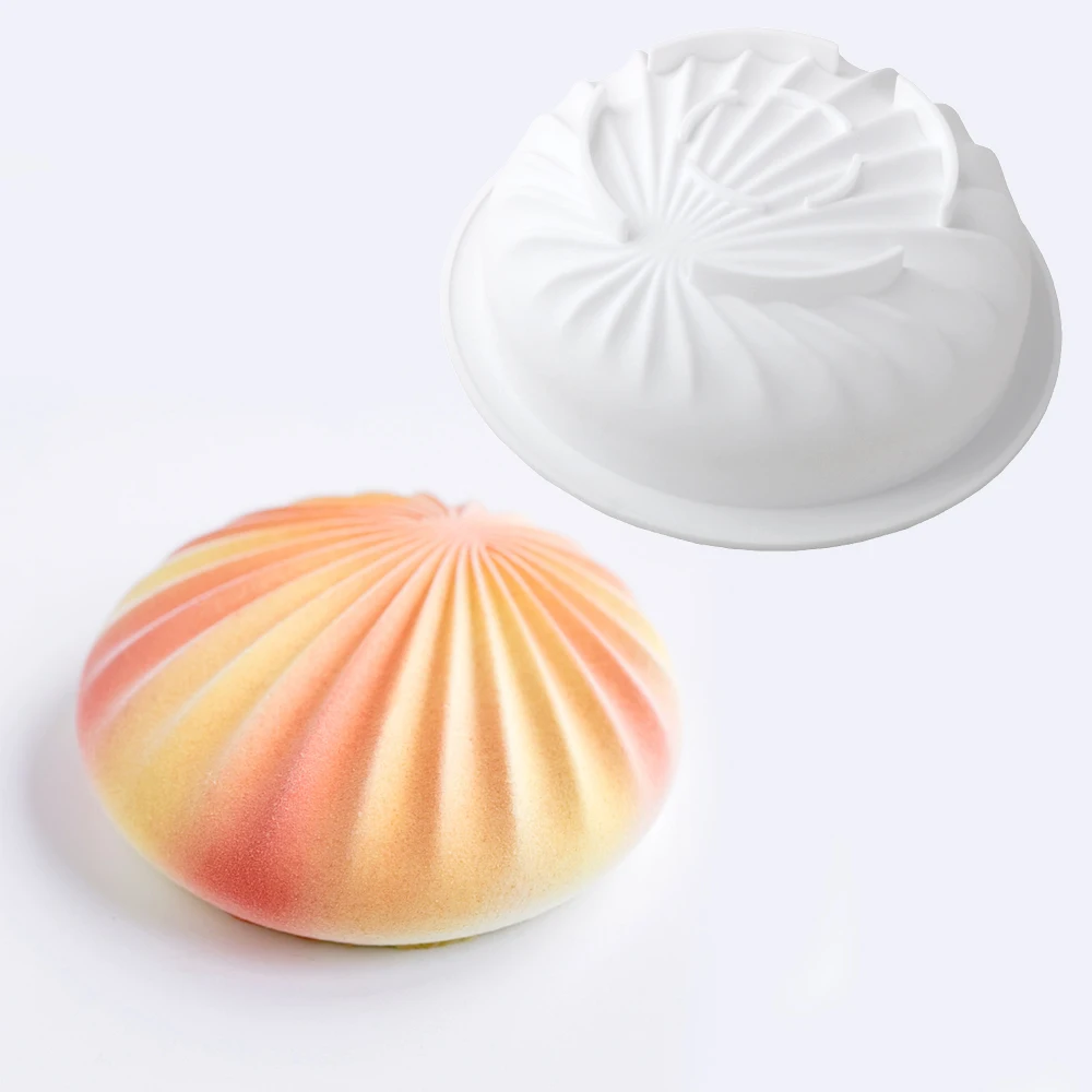 Kreisförmige Oberseite, geometrische Farbe, Wellenform, französische Mousse-Formen, Schokoladenformen, Silikon-Kuchenform, Küche, Dessert, Backwerkzeuge