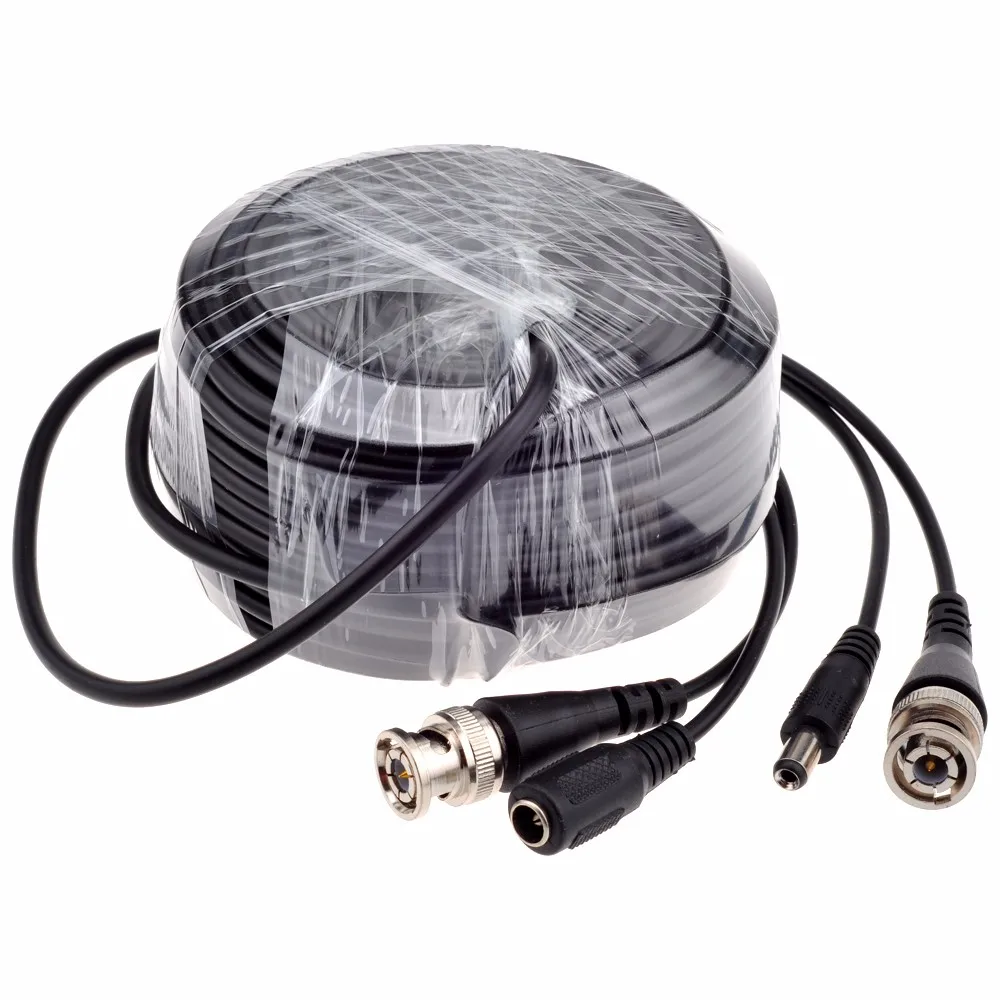 AZISHN CCTV Power/Video Cable 5M/10M/15M/20M/30M/40M/50M BNC Cable Output DC Plug Cable for AHD/Analog Cctv Camera