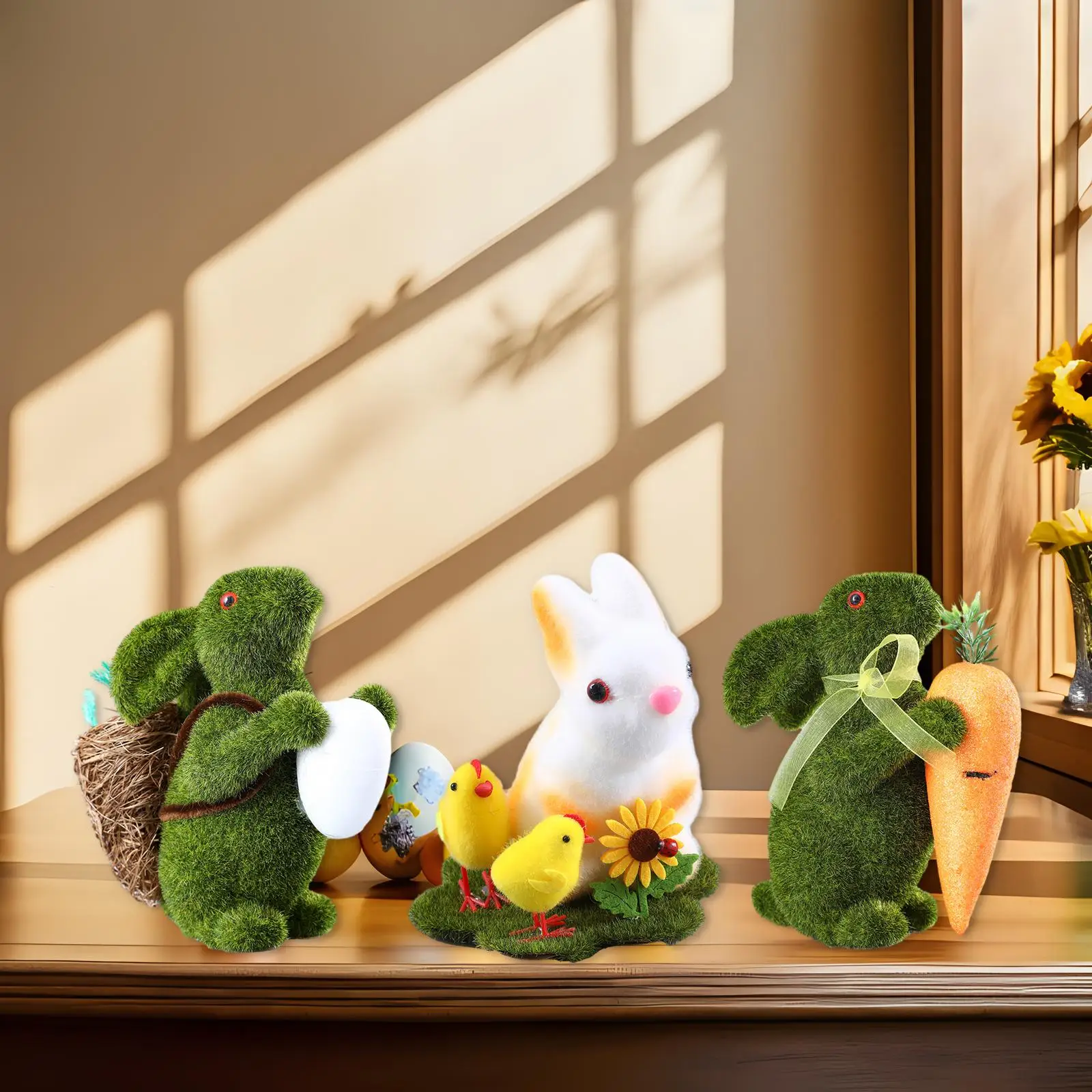 Imitation Bunny Decor Figurines for Indoor Shelf Decorations Table Home