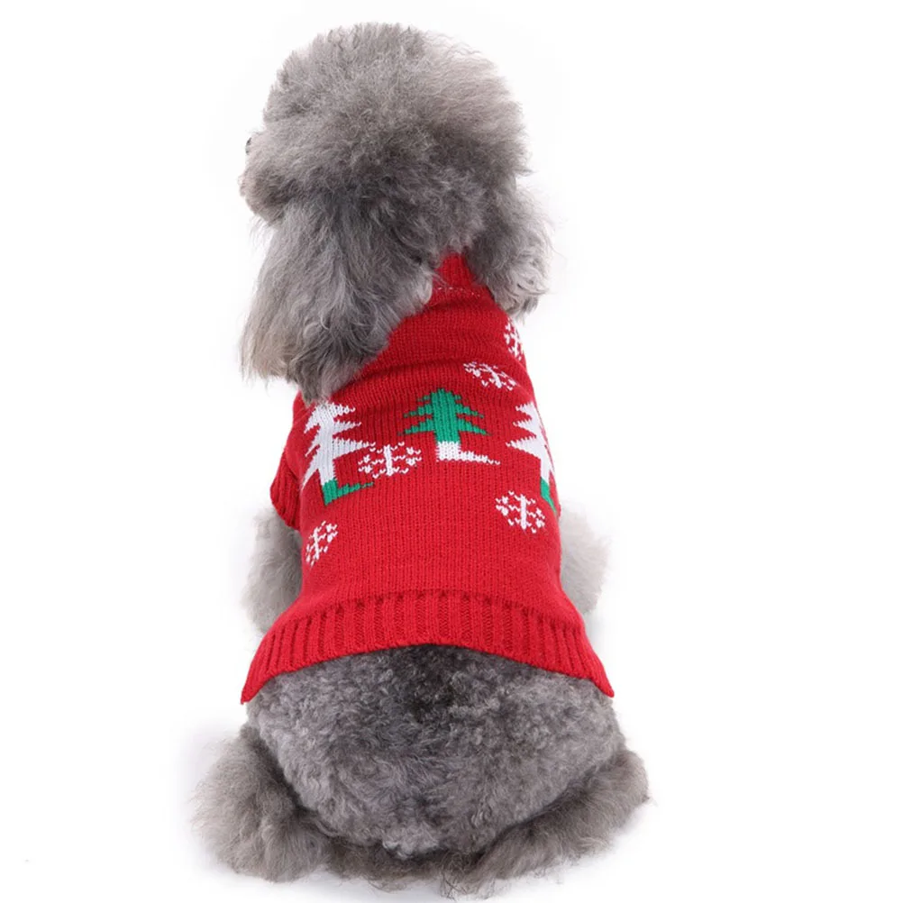 

Dog Sweater Christmas Tree Design Size M Warm Acrylic Fiber Pet Clothes for Winter Outdoor Party Costume Pet Sweater