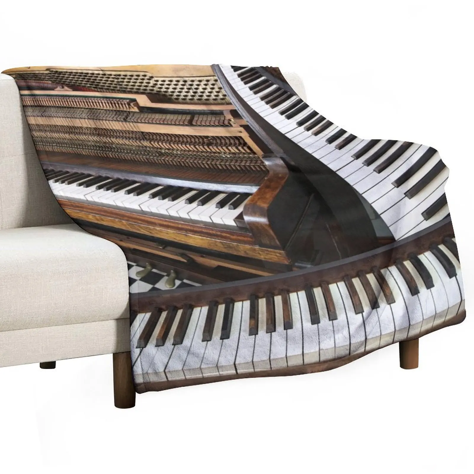 

Piano montage, vintage musical instrument Throw Blanket Tourist Multi-Purpose Blankets For Baby Luxury Throw Blankets