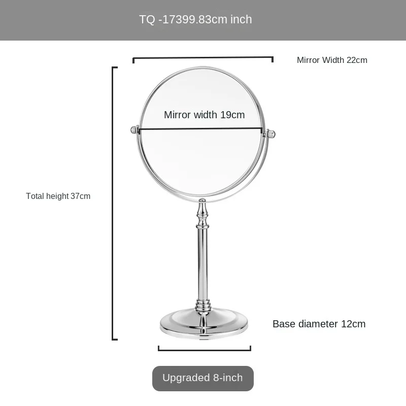 Dual-Sided Magnifying Makeup Mirror 8 Inch - Solid Metal Vanity Mirror  for Bathroom  Bedroom Dresser and Desktop