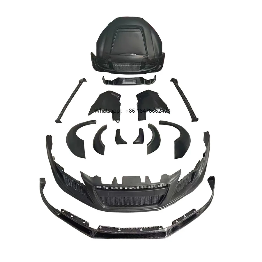 

Suitable for R8 PPI Wide Body Large Surround Fiberglass Front and Rear Lip Side Skirts, Hood Wheel Arches, Body Kit
