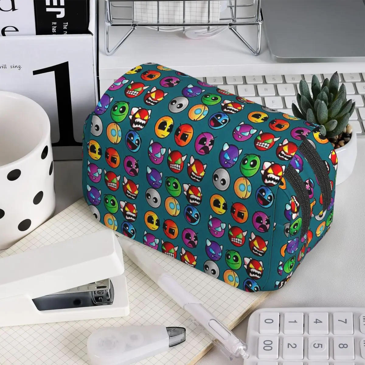 Video Game Geometry Dash Pencil Case for Boys Girls School Pen Box Pencil Bag Stationery Supplies Pen Holder Bag
