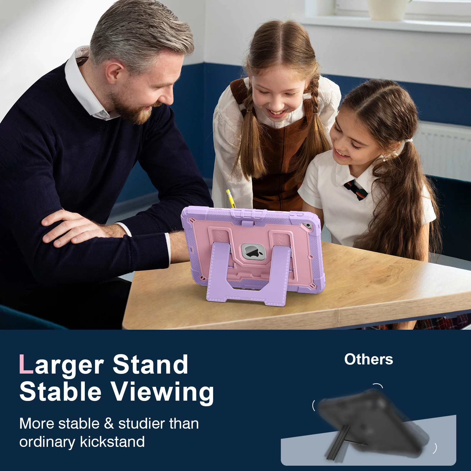 Larger Stand Case Universal For iPad 10.2 2019 2020 2021 7th 8th 9th Gen. Hybrid Cover 3-Layers Protection With Shoulder Strap