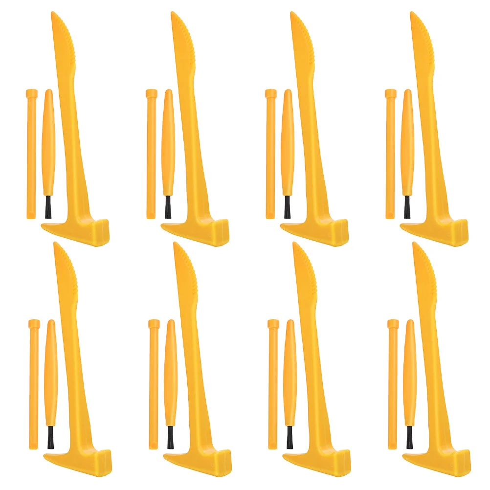 

8Sets Children's Archaeology Tools with Plastic Hammer Brush Chisel Stem Excavation Set for Kids Hands-on Digging Learning