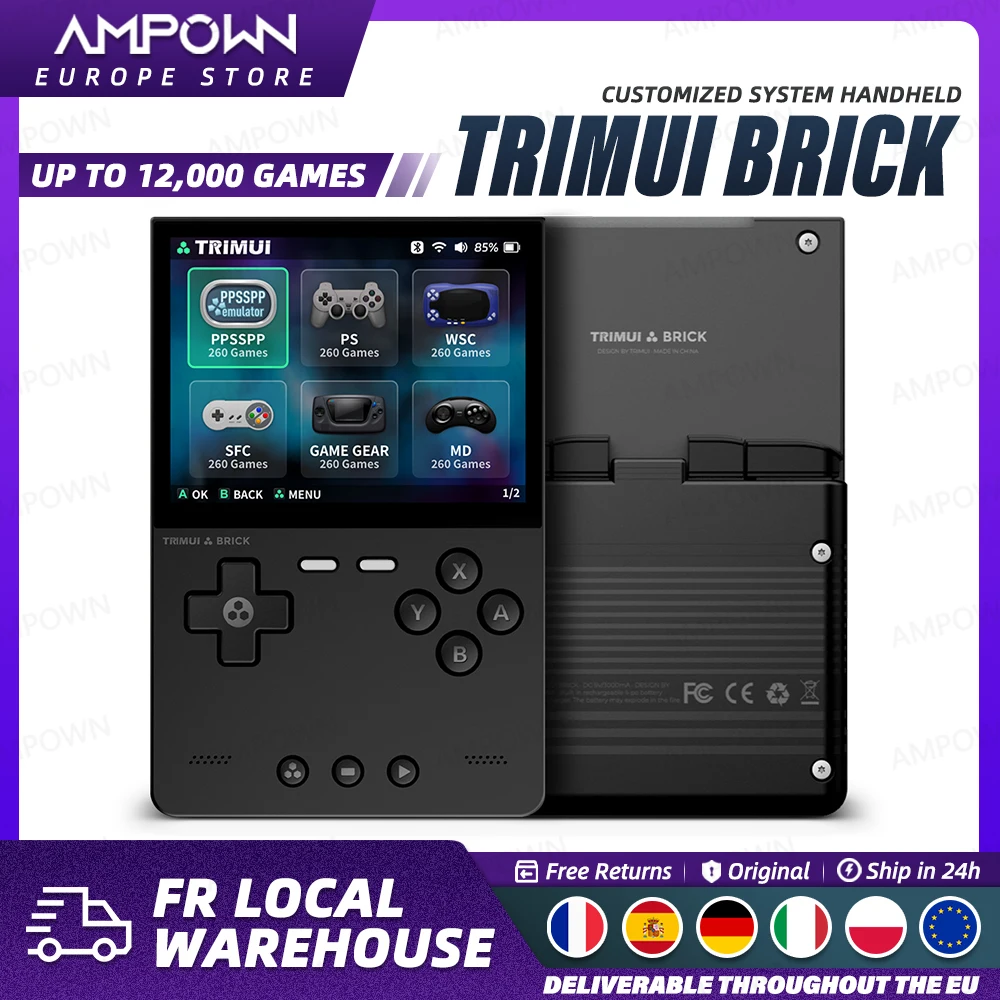 Console de jeu portable TRIMUI BRICK, écran IPS de 3,2 pouces, système Linux, panneau d'interface utilisateur Trimui, éclairage LED, dos en métal, touches de clavier offertes