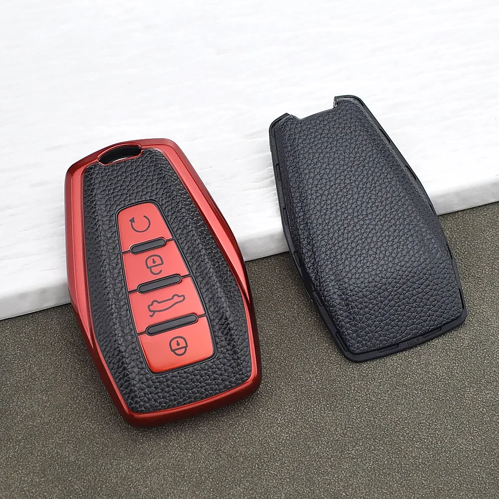 Car Soft TPU Leather Key Cover For Geely Coolray Atlas Boyue NL3 Emgrand X7 EX7 SUV GT GC9 Borui Car Key Case Holder Keychain