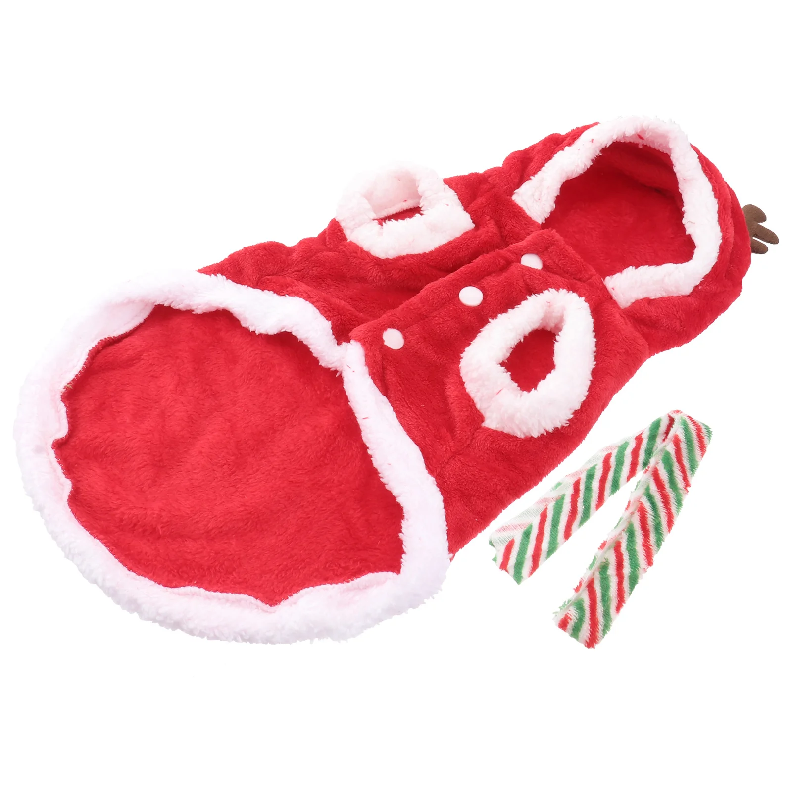 

Dog Christmas Warm Flannel Hooded Coat with Cute Elk Pattern Soft Comfortable Puppy Winter Outfit for Holiday Photo Shoots (Size