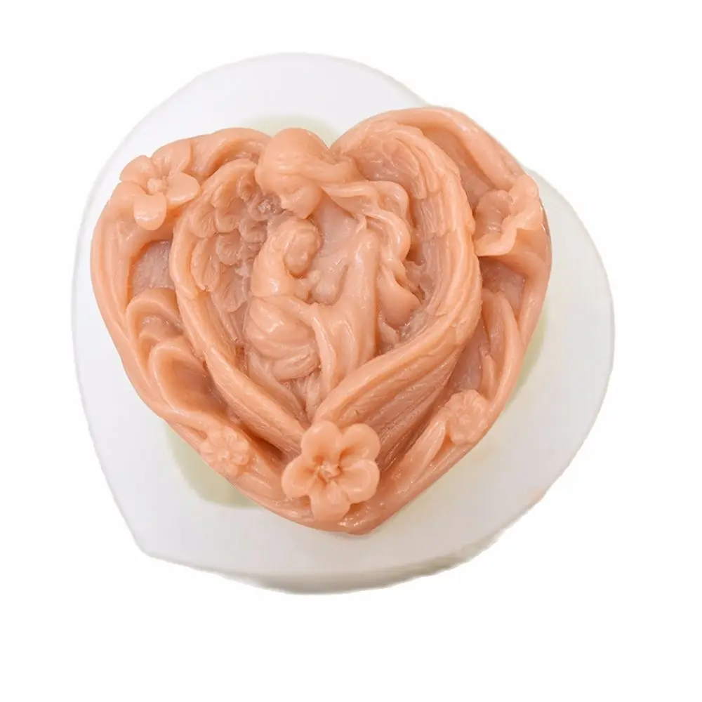 

Warm Motherly Love Silicone Candle Molds Mother's Day Gift Heart Shaped Mother and Child Soap Silicone Mold Angel Guardian Baby