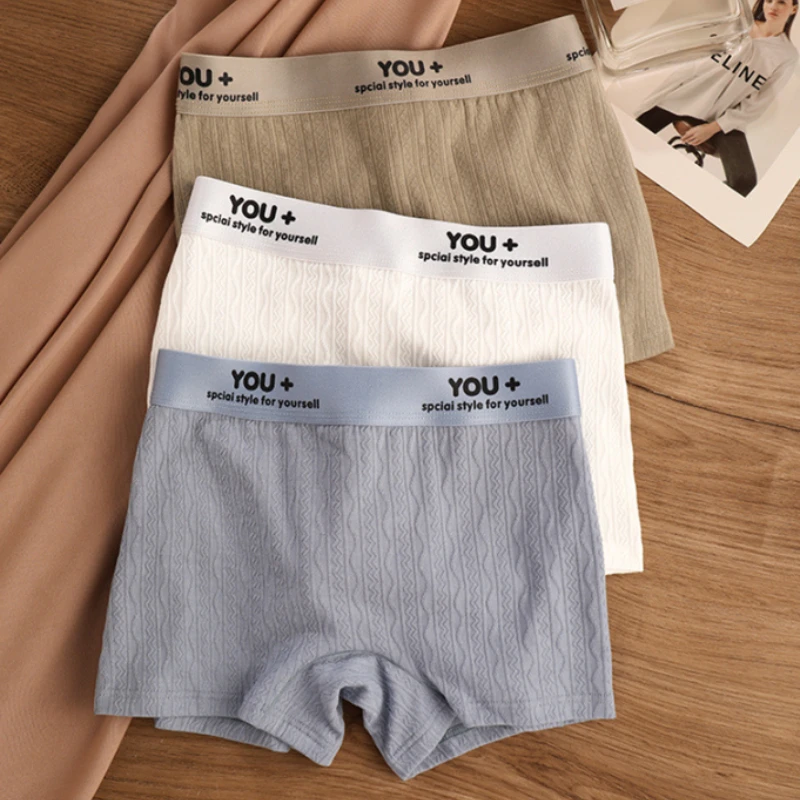 

Cotton Women Panties Winter Mid-Rise Sexy Lingerie Underwear Safety Pants Letter Belt Boxer Shorts Boyshorts Intimates Briefs
