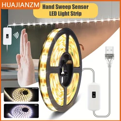Night Light LED Strip Hand Sweep Waving Sensor DC 5V USB Backlight LED Under Cabinet Light For TV Kitchen Strip Night Light 5M