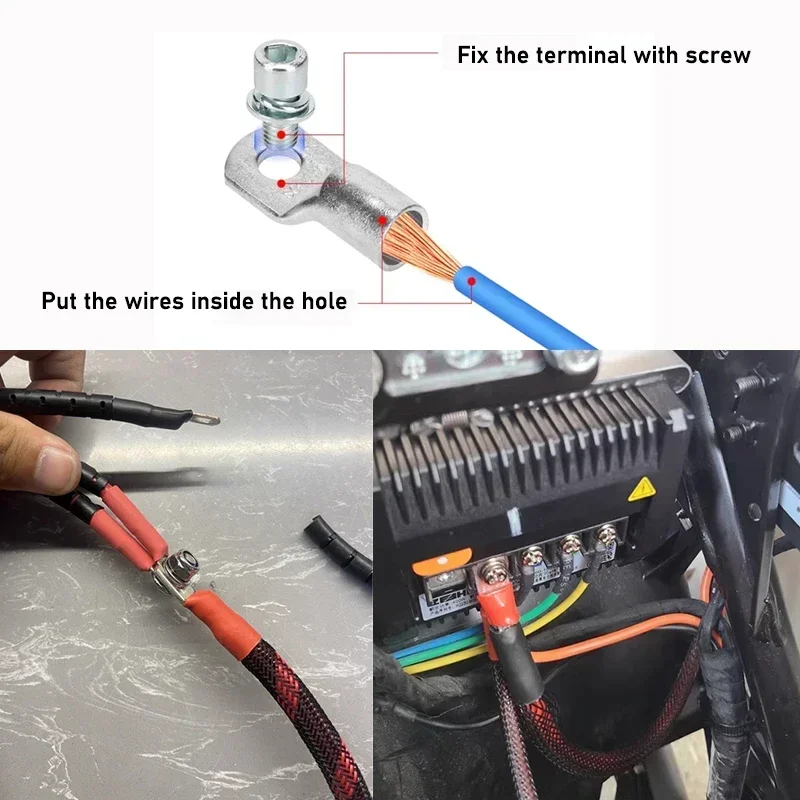 SC Type Wire Nose Terminal SC35 SC50 SC70 SC95 Bare Copper Battery Block Lugs Hole ID 6 8 10 12mm Crimp Wire Connector