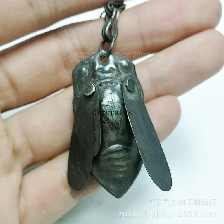 Vintage Brass Cicada Keychain Lanyard Pendant Gifts Iron Lucky Key Chain Ring Hanging Trinket Chinese Feng Shui Keyring Charms