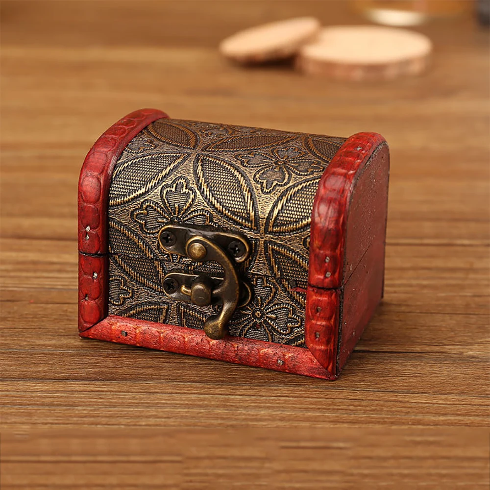 

Vintage Design Jewelry Box With Mini Metal Lock Treasure Chest Trinket Box Antique Wooden Box Accessories For Storing Jewelry